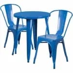 Flash Furniture CH-51090TH-2-18VRT-BL-GG Blue Metal Table and Chair Set with Two Chairs — view 6