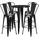 Flash Furniture CH-51090BH-4-30SQST-BK-GG Black Metal Bar Stool and Table Set with Four Bar Stools — view 5