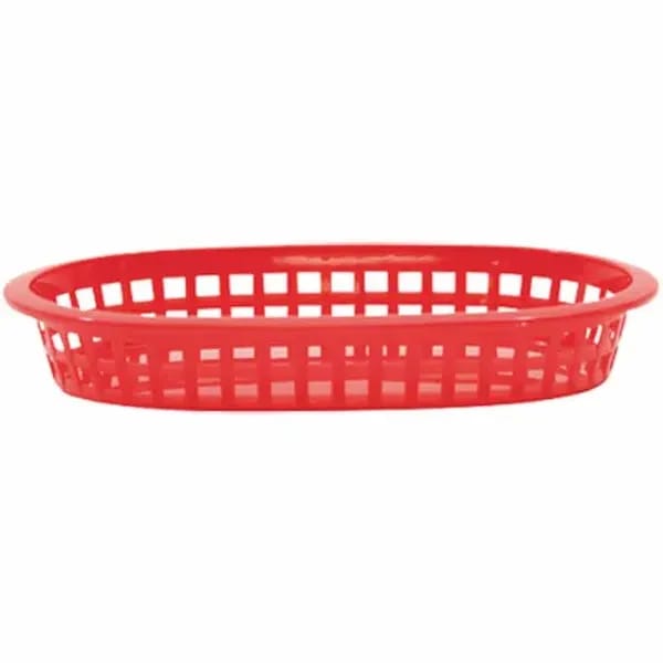 Tablecraft 1073R A La Carte Red Oval Platter Basket 9-1/4" x 6" x 1-1/2" | Case of 36 — view 1