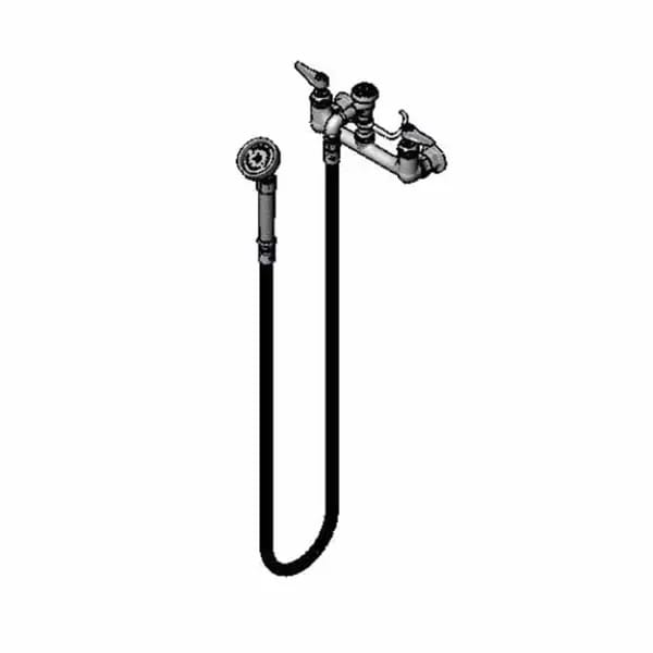T&S B-0168 8" Wall Mount Pre-Rinse Faucet with Spray Assembly with Spray Hose — view 2