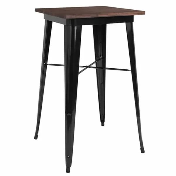 Flash Furniture CH-31330-40M1-BK-GG Square Bar Height Galvanized Steel Table with Walnut Elm Wood Top — view 1