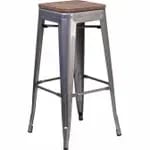 Flash Furniture XU-DG-TP0004-30-GG Silver Galvanized Steel Bar Stool — view 3