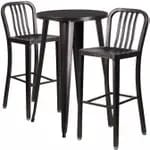 Flash Furniture CH-51080BH-2-30VRT-BK-GG Black Metal Bar Stool and Table Set with Two Bar Stools — view 5