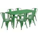 Flash Furniture ET-CT005-6-30-BK-GG Black Galvanized Steel Table and Chair Set with Six Chairs — view 6
