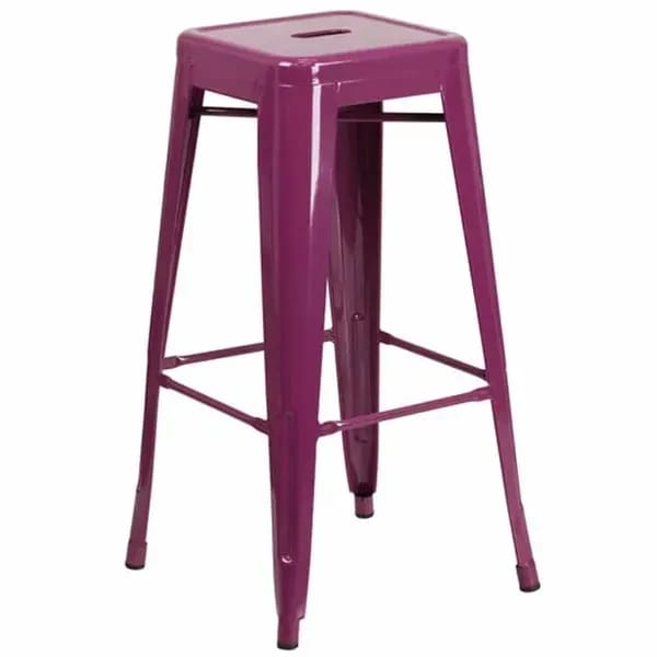 Flash Furniture ET-BT3503-30-PUR-GG Purple Galvanized Steel Bar Stool — view 1