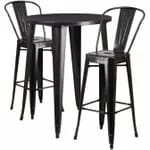 Flash Furniture CH-51090BH-2-30VRT-BL-GG Blue Metal Bar Stool and Table Set with Two Bar Stools — view 6