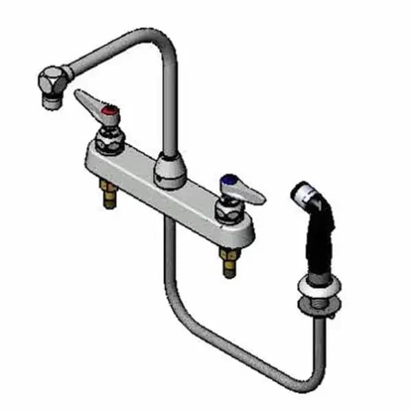 T&S B-1173 8" Deck Mount Workboard Faucet with swing Gooseneck — view 1