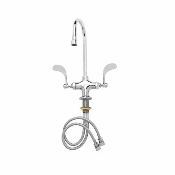 T&S B-0300-WH4 Single Hole Deck Mount Double Pantry Faucet with 5-3/4" Gooseneck Spout — view 1
