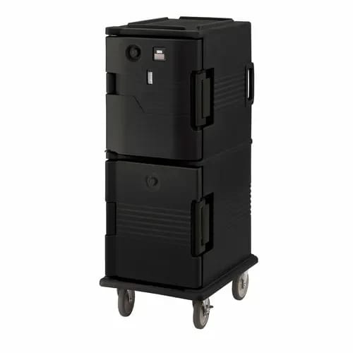 Cambro Ultra Camcart UPCHT800110 2-Compartment Black Heated Food Pan Carrier — view 1