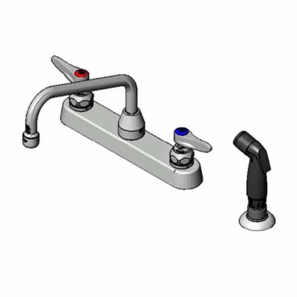 T&S B-1172-07 8" Deck Mount Workboard Faucet with 8" Swing Spout Nozzle and Spray Hose — view 2