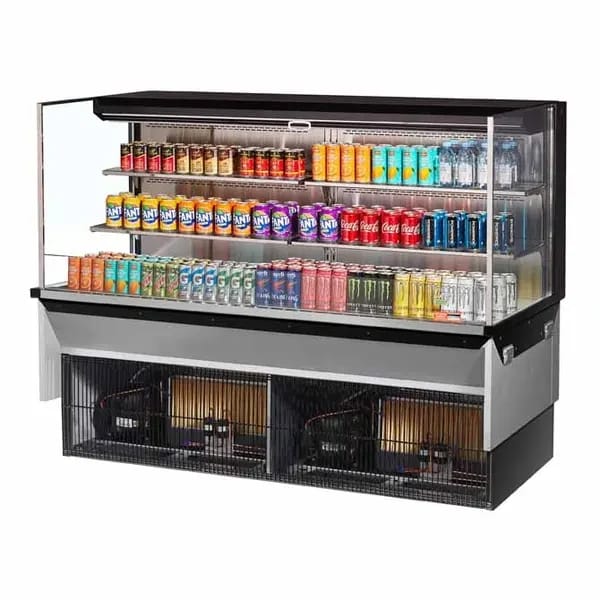 Turbo Air TOM-72L-UF-B-3SI-N Black Drop-In Open Display Case Merchandiser 71-7/8"W — view 1