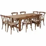Flash Furniture XA-FARM-17-GG Pecan Wood Farm Table and Chair Set with Four Chairs — view 6