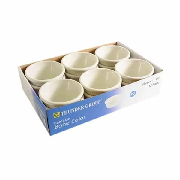 Thunder Group ML531B1R Bone 3 oz. Fluted Melamine Ramekin | Pack of 12 — view 2