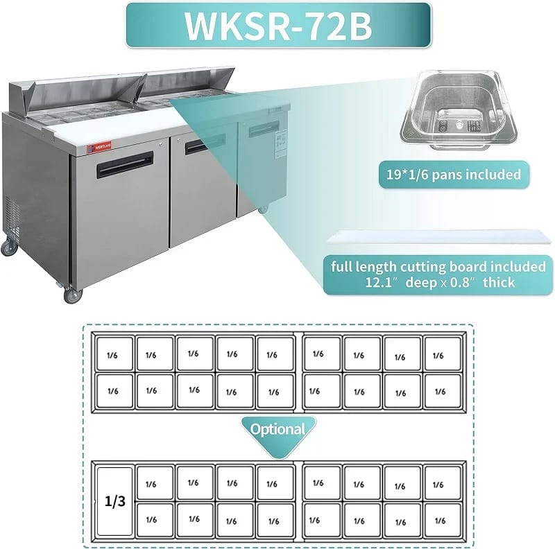 Westlake WKSR-72B Salad Prep Table Refrigerator 3 Door 33-40°F — view 6