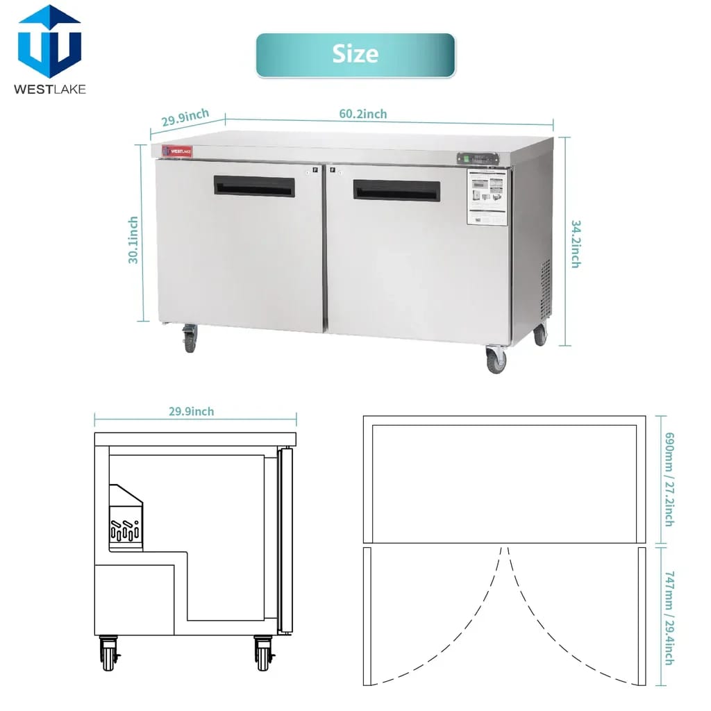 Westlake WKTF-60B Undercounter Freezer 2 Door -8-0°F — view 2