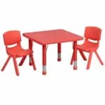 Flash Furniture YU-YCX-0073-2-ROUND-TBL-BLUE-E-GG Blue Preschool Activity Table Set with Four Chairs — view 4
