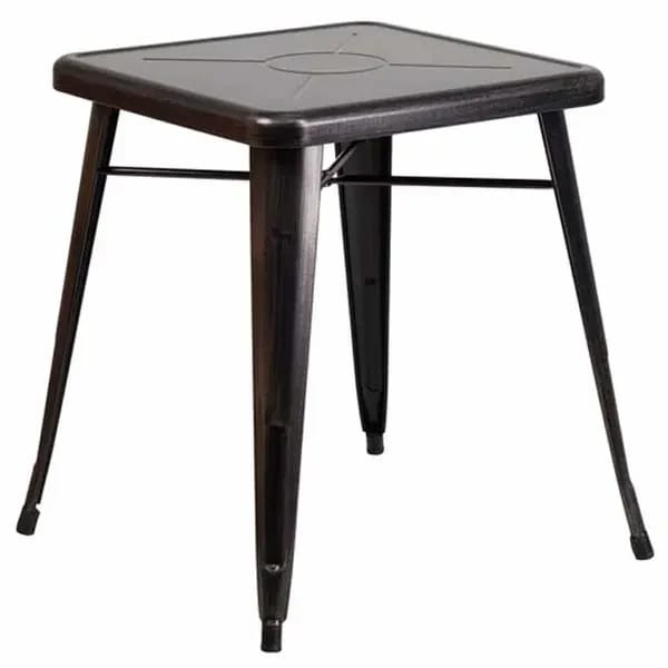 Flash Furniture CH-31330-29-BQ-GG 23-3/4" Square Dining Height Galvanized Steel Black and Antique Gold Table — view 2