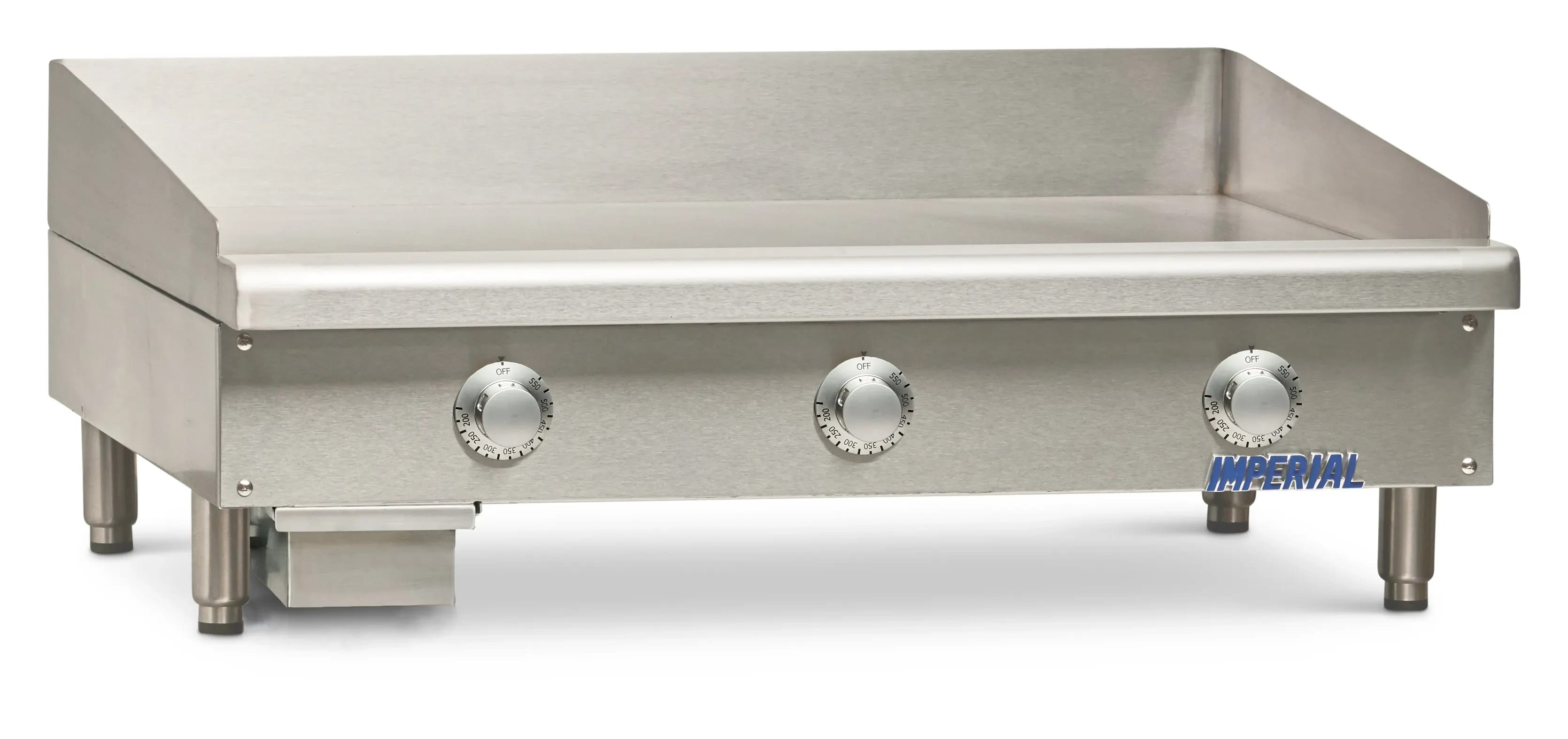 Imperial ITG-36-E Pro Series Electric Countertop Griddle 36 Inch Wide Thermostatic Control Rectangle Polished Steel 0.5 Inch Thick Plate Heavy-Duty — 480V, 3PH — view 1