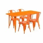 Flash Furniture ET-CT005-6-30-BK-GG Black Galvanized Steel Table and Chair Set with Six Chairs — view 3