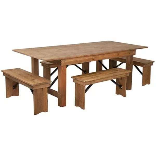 Flash Furniture XA-FARM-1-GG Wood Farm Table and Chair Set with Four Chairs — view 2