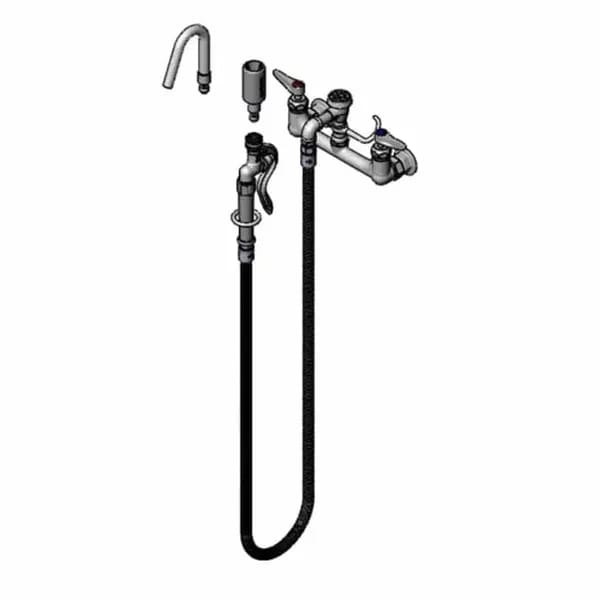 T&S B-0613 8" Wall Mount Pot and Kettle Filler Faucet with 68" Hose — view 1