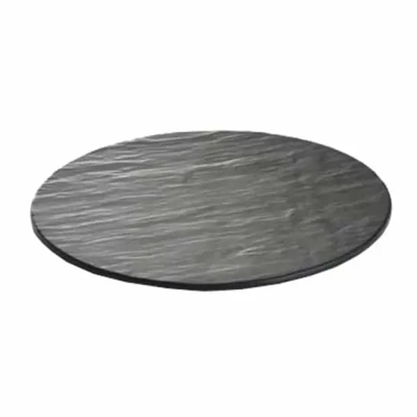 Tablecraft MG16 Frostone Black Slate Round Melamine Serving Tray 16" Diameter — view 2