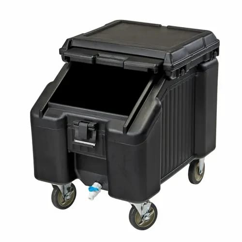 Cambro Slidinglid ICS100L110 100 Lb. Black Mobile Ice Caddy — view 2