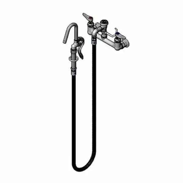 T&S B-0612 8" Wall Mount Pot Filler Faucet with 68" Hose — view 2