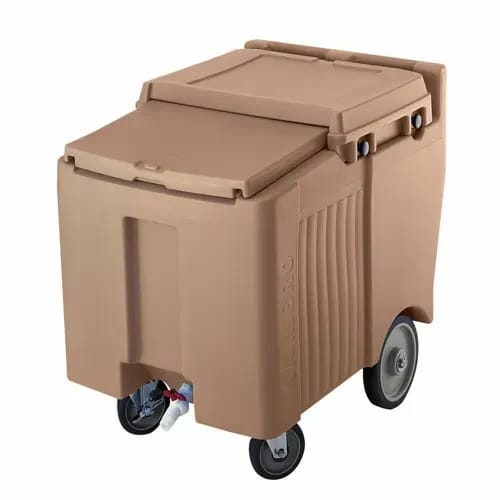 Cambro Slidinglid ICS125L157 125 Lb. Coffee Beige Mobile Ice Caddy — view 2