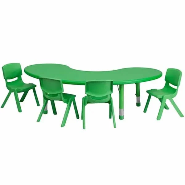 Flash Furniture YU-YCX-0043-2-MOON-TBL-GREEN-E-GG Green Preschool Activity Table Set with Four Chairs — view 2