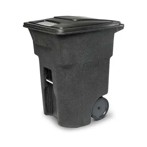 Toter ANA96-00BKS 96 Gallon Blackstone Body Rollout Trash Container with Black Lid and Two Wheels — view 1