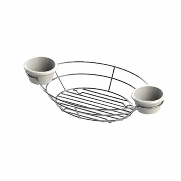 Tablecraft H711372 Chrome Plated Metal Meranda Oval Basket with Integrated Ramekins 13" x 7" x 2 — view 2