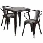 Flash Furniture CH-51080TH-2-18VRT-BL-GG Blue Metal Table and Chair Set with Two Chairs — view 3