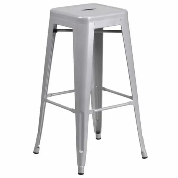 Flash Furniture CH-31320-30-SIL-GG Silver Galvanized Steel Bar Stool — view 1