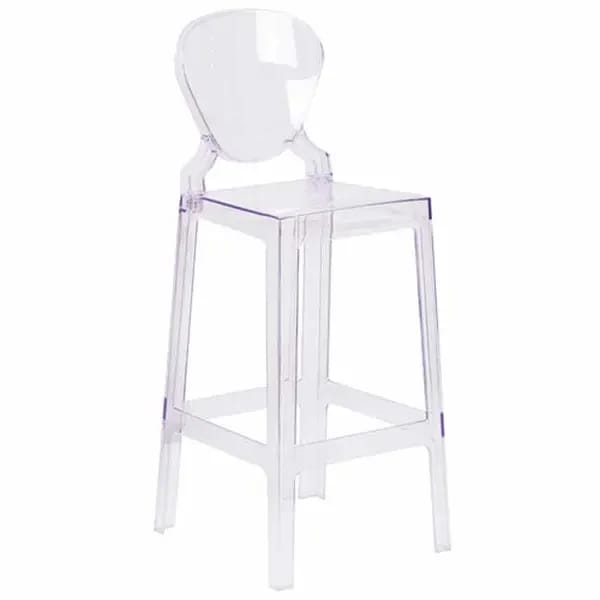 Flash Furniture OW-TEARBACK-29-GG Transparent Crystal Plastic Bar Stool — view 1