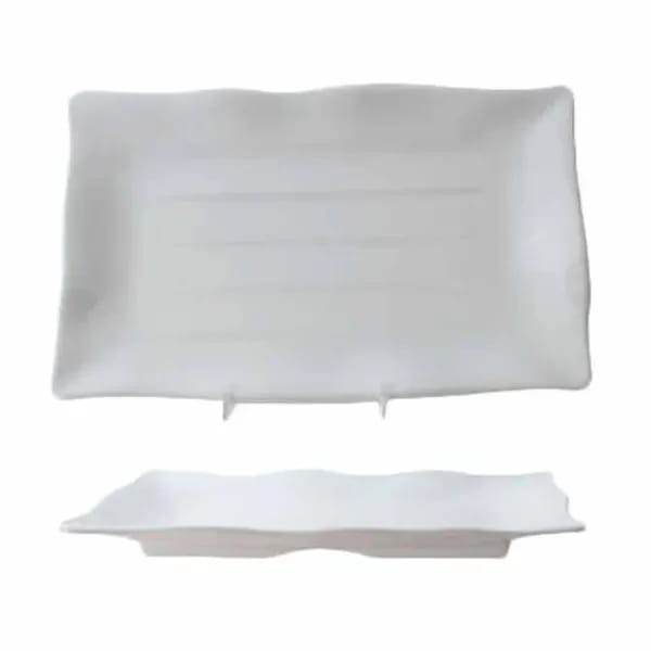 Thunder Group 24140WT Classic White 13-1/2" x 9-1/8" Rectangular Melamine Plate | Case of 12 — view 2