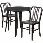 Flash Furniture CH-51090TH-2-18VRT-BK-GG Black Metal Table and Chair Set with Two Chairs — view 6