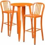 Flash Furniture CH-51080BH-2-30VRT-BL-GG Blue Metal Bar Stool and Table Set with Two Bar Stools — view 3