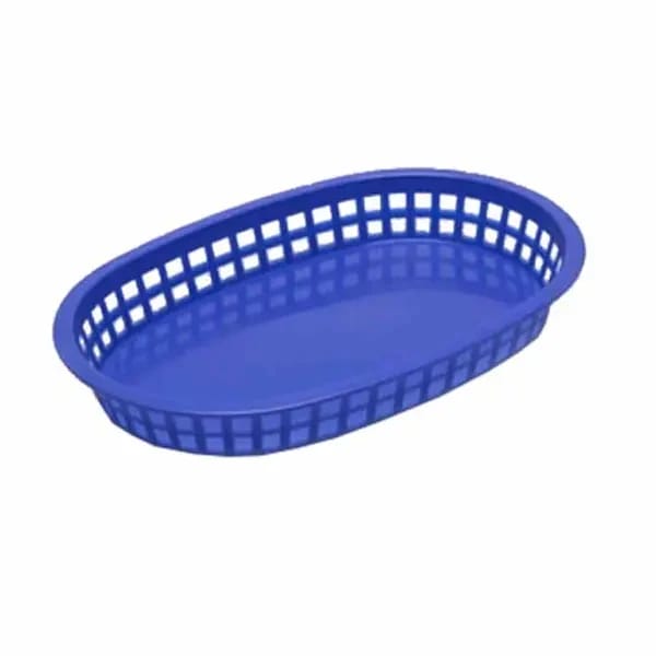 Tablecraft 1076BL Royal Blue Oval Chicago Platter Basket 10-1/2" x 7" x 1-1/2 | Case of 36 — view 1