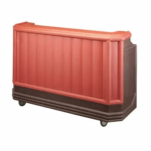 Cambro Cambar BAR730189 Brown Mahogany Portable Bar 7-Bottle Speed Rail Portable Bar 72-3/4"W X 26"D X 48"H — view 1