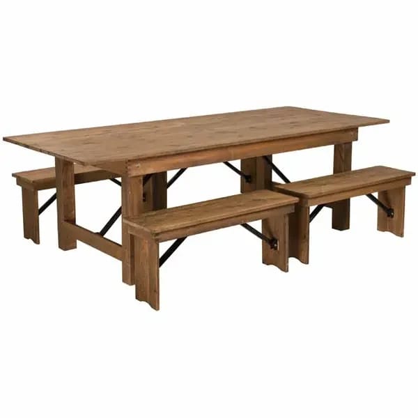 Flash Furniture XA-FARM-2-GG Folding Wood Farm Table Set with Four Benches — view 2