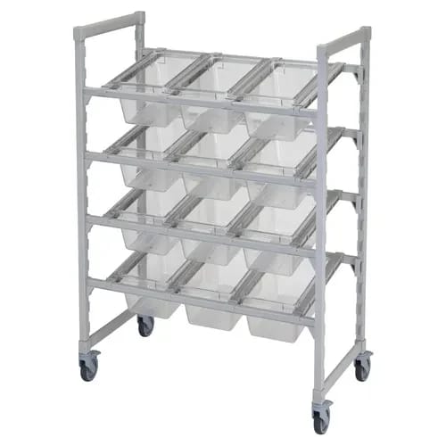 Cambro Camshelving CPM244867FX1480 4-Tier Speckled Gray Mobile Flex Station 24"W X 48"L X 67"H — view 1