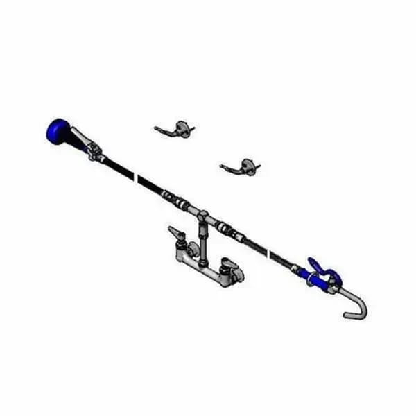 T&S B-2331-08H 8" Wall Mount Kettle Kaddy Combination Pot Filler and Spray Rince Faucet with Wall Hooks — view 2