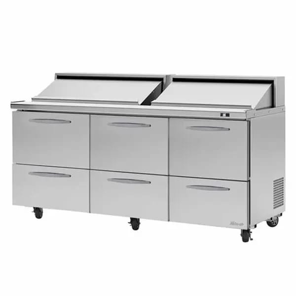 Turbo Air PST-72-D6-N PRO Series 18 Pan 6-Drawer Sandwich Prep Table 72-5/8"W — view 1