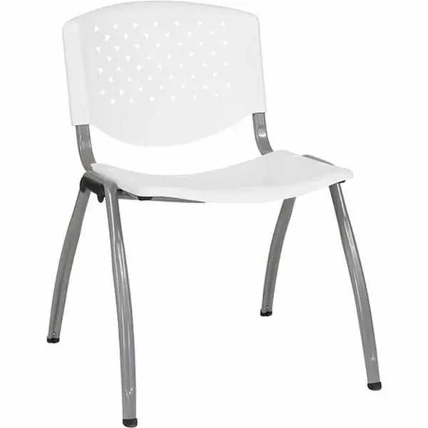 Flash Furniture RUT-F01A-WH-GG Chair White Plastic Seat and Metal Frame — view 1