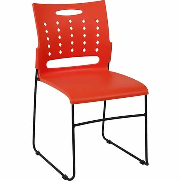 Flash Furniture RUT-2-OR-GG Chair Orange Plastic Seat and Metal Frame — view 2