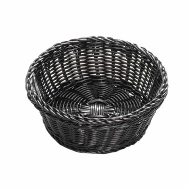Tablecraft M2475 Round Black Woven Ridal Basket 8-1/4" x 3-1/4" | Case of 12 — view 1