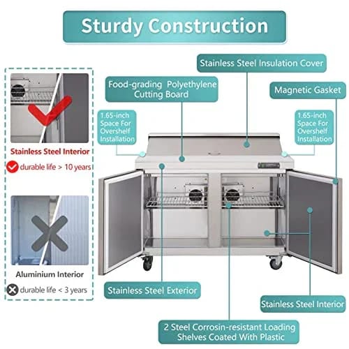 Westlake WKSR-48BM Salad Prep Table Refrigerator 2 Door 33-40°F — view 7