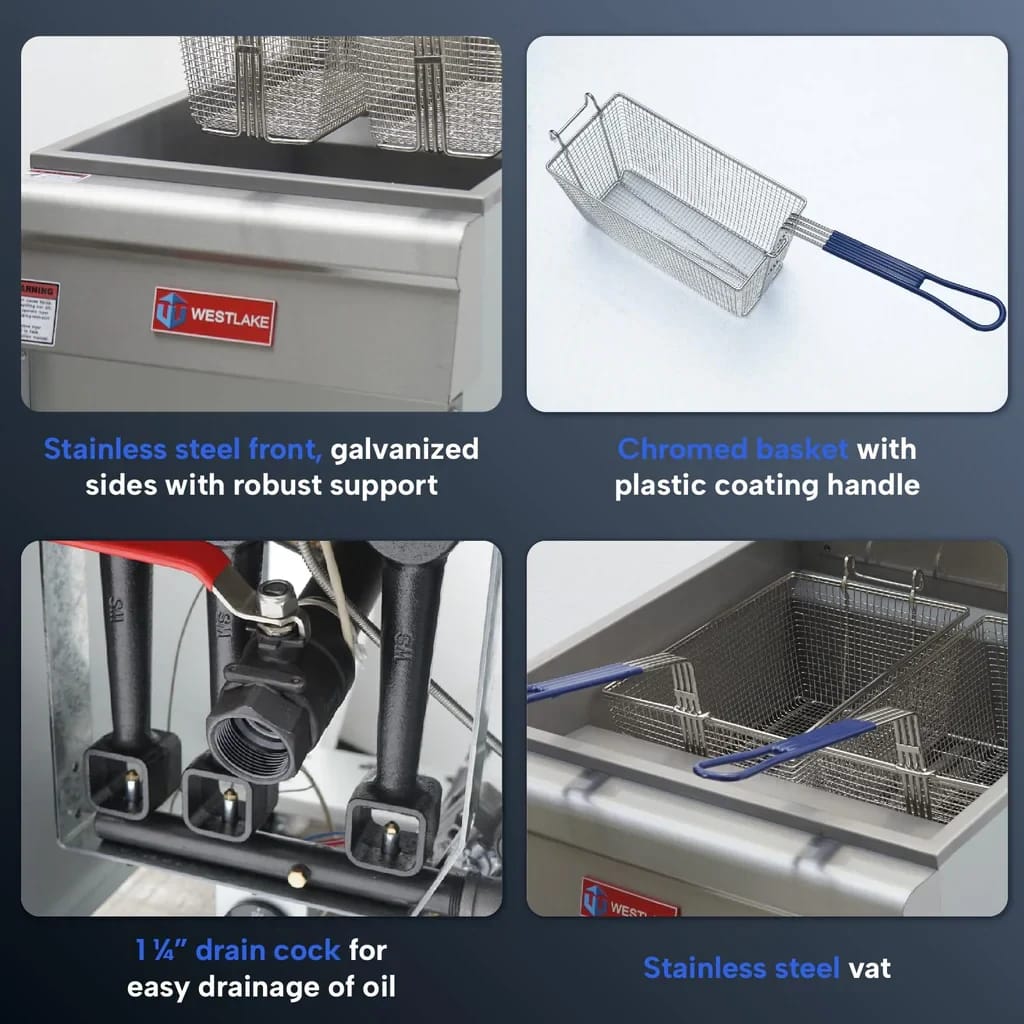 Westlake GF120 Deep Fryer 15.5" 120,000 Btu 50 lb Oil Capacity — view 6