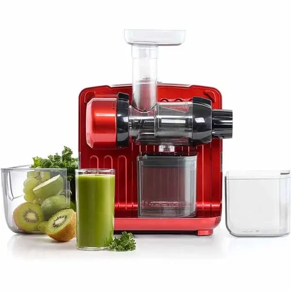 Omega JCUBE500RD Cold Press 365 Red Masticating Slow Juicer with Onboard Storage — view 1